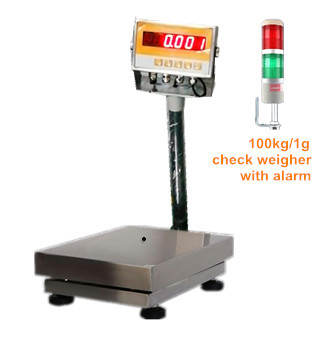 Stainless steel Automatic Check Weigher IN-CWS100-1 100kg 1g RS485  With platform 300*400mm and LED Display alarm light